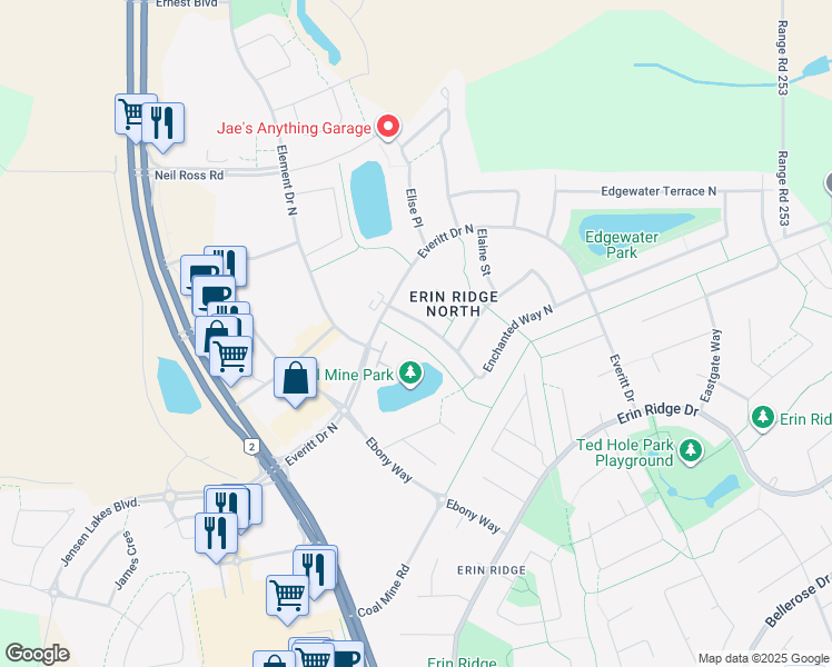 map of restaurants, bars, coffee shops, grocery stores, and more near 78 Enchanted Way North in St. Albert