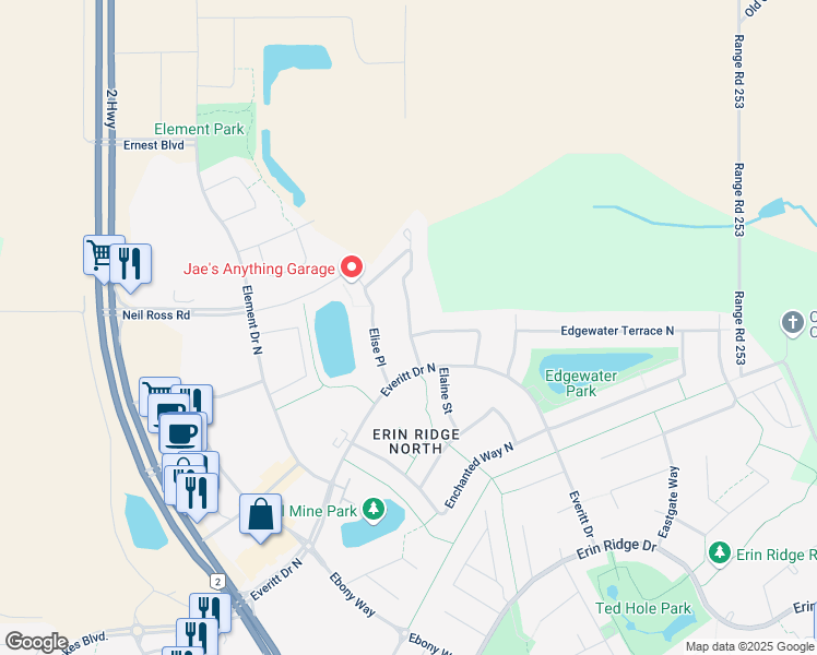 map of restaurants, bars, coffee shops, grocery stores, and more near Edinburgh Court North in Division No. 11