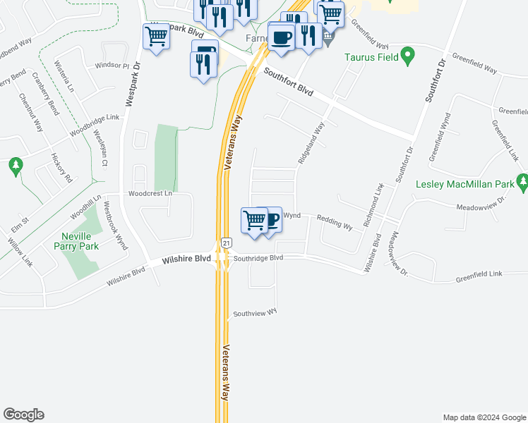 map of restaurants, bars, coffee shops, grocery stores, and more near 60 Radcliffe Wynd in Fort Saskatchewan