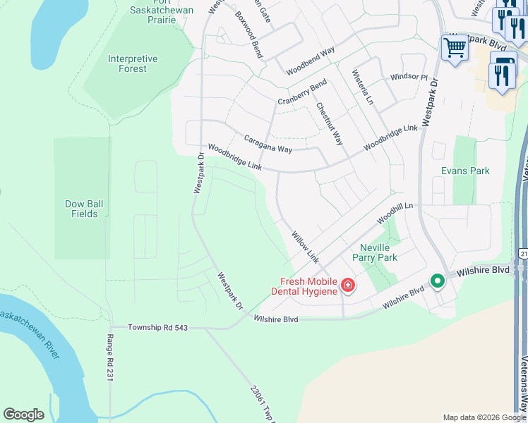 map of restaurants, bars, coffee shops, grocery stores, and more near in Fort Saskatchewan