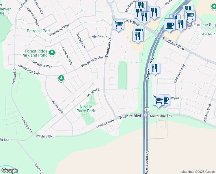 map of restaurants, bars, coffee shops, grocery stores, and more near 10 Woodcrest Lane in Fort Saskatchewan