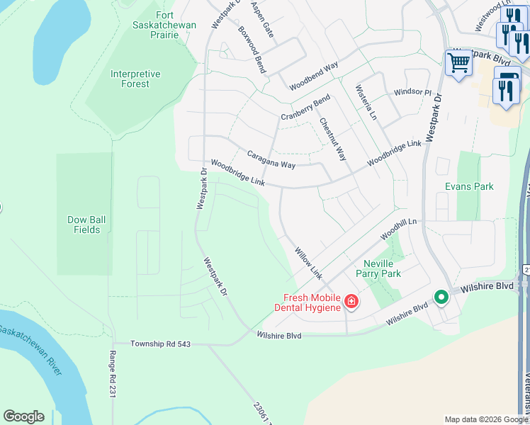 map of restaurants, bars, coffee shops, grocery stores, and more near in Fort Saskatchewan