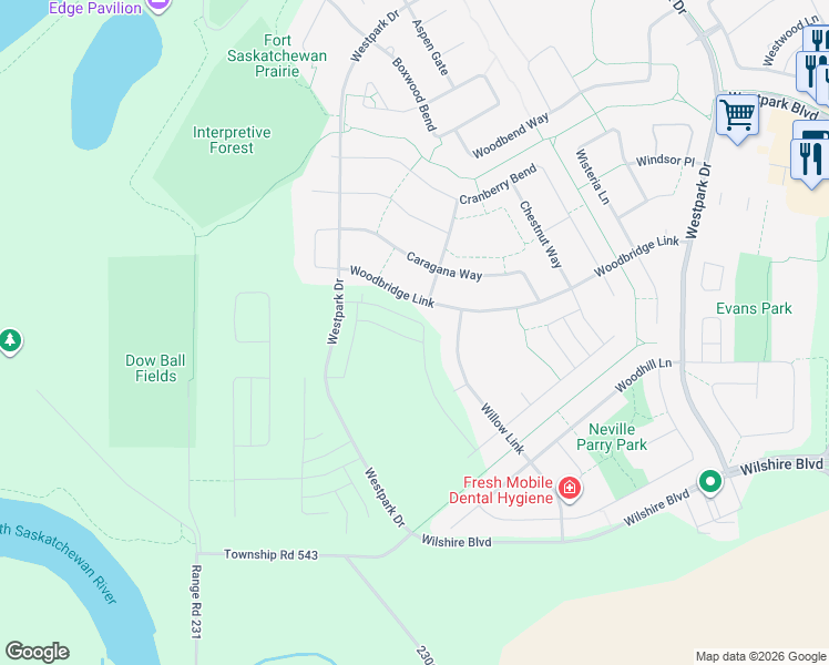 map of restaurants, bars, coffee shops, grocery stores, and more near in Fort Saskatchewan