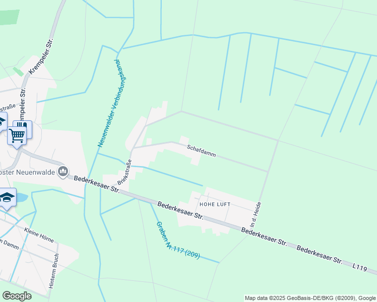 map of restaurants, bars, coffee shops, grocery stores, and more near 4 Elsässer Straße in Bremerhaven