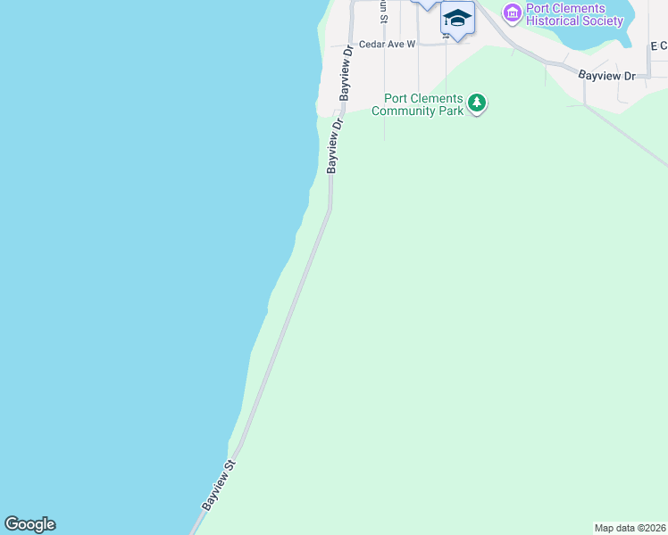 map of restaurants, bars, coffee shops, grocery stores, and more near 252 Bayview Drive in Port Clements