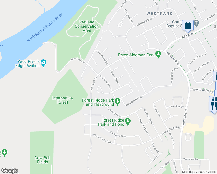 map of restaurants, bars, coffee shops, grocery stores, and more near 45 Boxwood Bend in Fort Saskatchewan