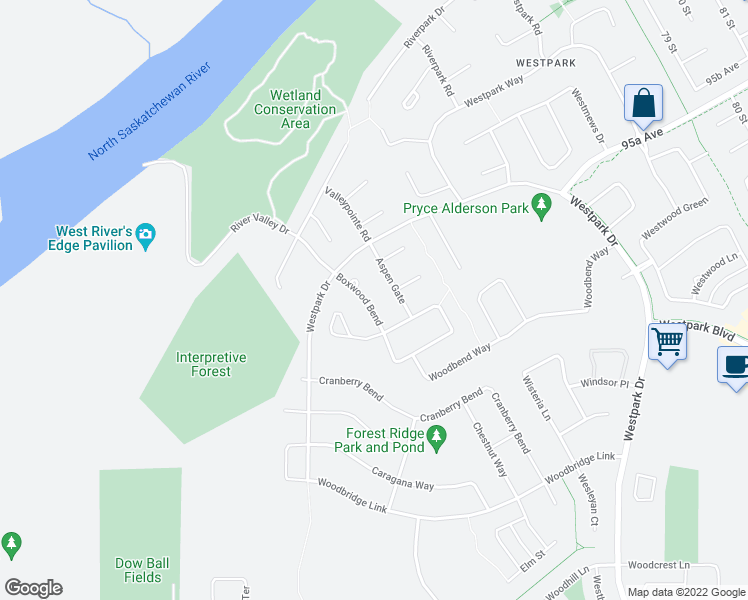 map of restaurants, bars, coffee shops, grocery stores, and more near 38 Boxwood Bend in Fort Saskatchewan