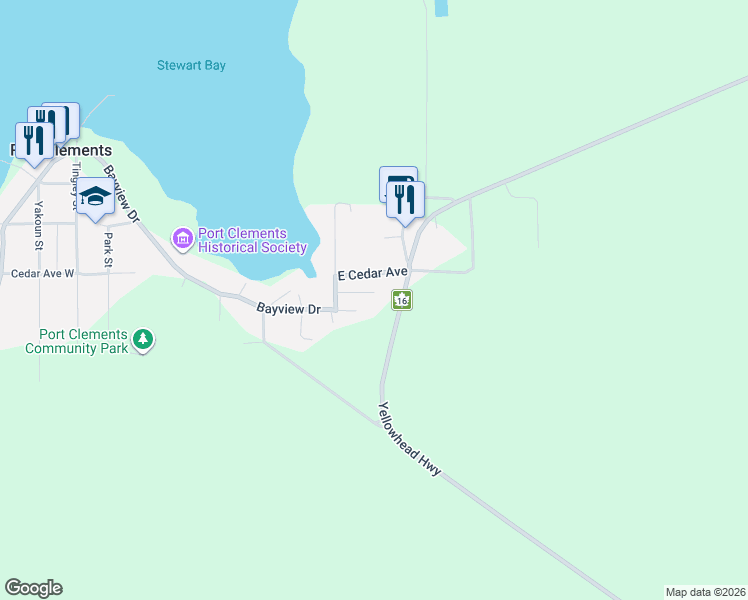 map of restaurants, bars, coffee shops, grocery stores, and more near 2 FROESE SUBDIVISION Road in Port Clements