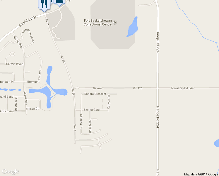 map of restaurants, bars, coffee shops, grocery stores, and more near 22401-22439 87 Avenue in Fort Saskatchewan