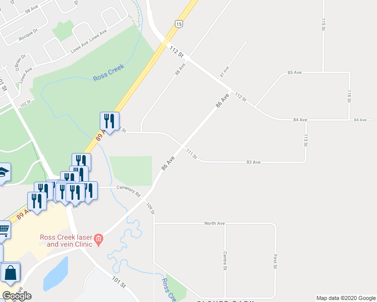 map of restaurants, bars, coffee shops, grocery stores, and more near 8507 111 Street in Fort Saskatchewan