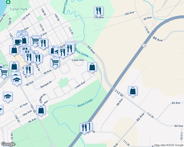 map of restaurants, bars, coffee shops, grocery stores, and more near 18 Elizabeth Drive in Fort Saskatchewan