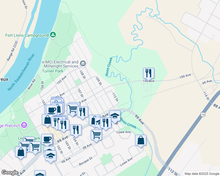 map of restaurants, bars, coffee shops, grocery stores, and more near 10909 100 Avenue in Fort Saskatchewan