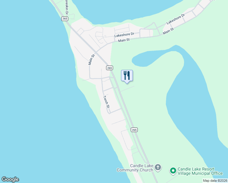 map of restaurants, bars, coffee shops, grocery stores, and more near 5 Main Street in Candle Lake