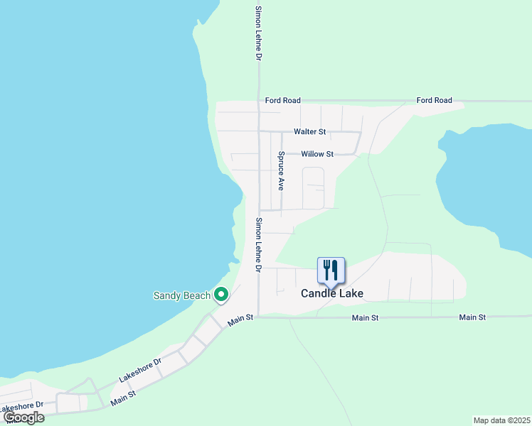 map of restaurants, bars, coffee shops, grocery stores, and more near 11 Simon Lehne Drive in Candle Lake