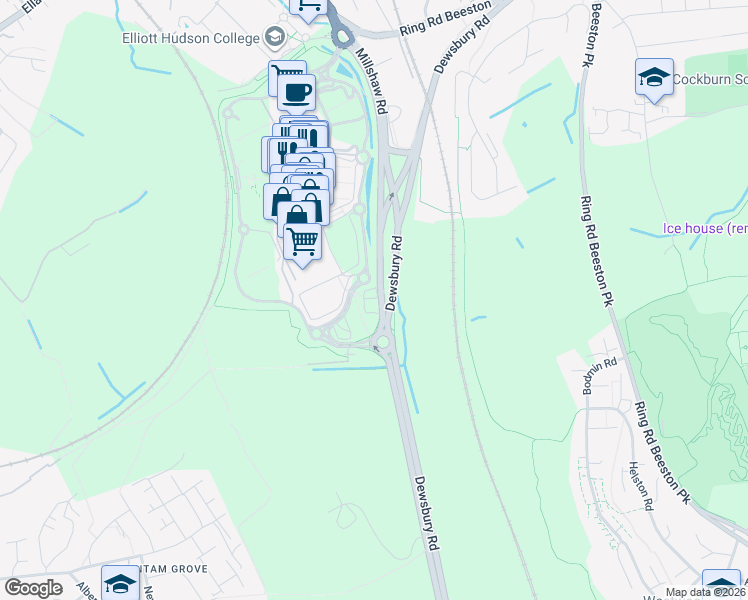 map of restaurants, bars, coffee shops, grocery stores, and more near in Churwell