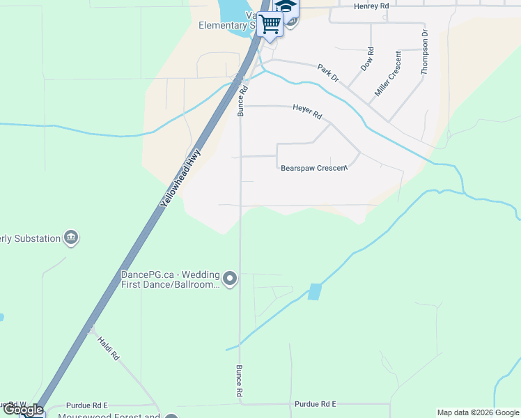 map of restaurants, bars, coffee shops, grocery stores, and more near 5895 Leland Road in Prince George