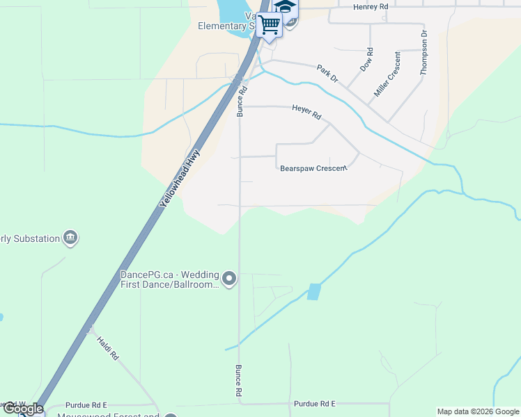map of restaurants, bars, coffee shops, grocery stores, and more near 5895 Leland Road in Prince George