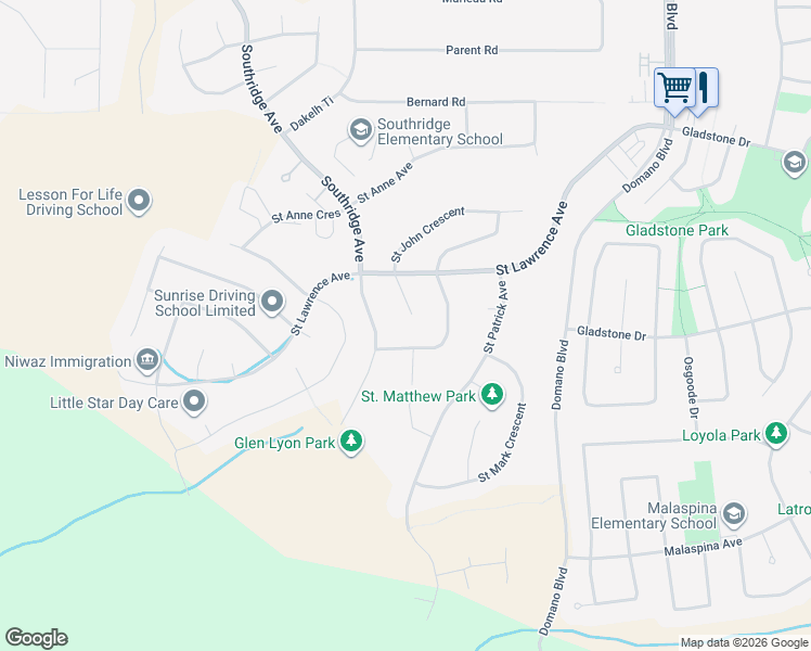 map of restaurants, bars, coffee shops, grocery stores, and more near 7567 Saint Kevin Place in Prince George