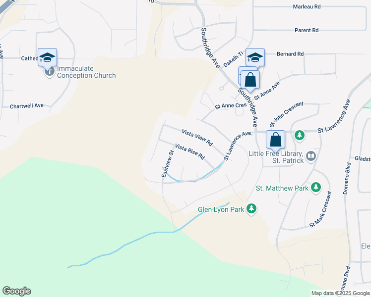 map of restaurants, bars, coffee shops, grocery stores, and more near Vista Rise Road in Prince George