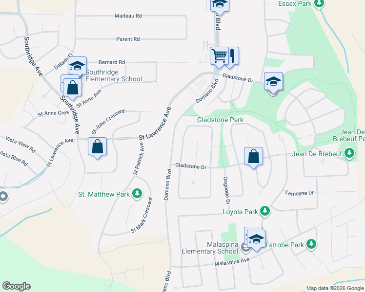 map of restaurants, bars, coffee shops, grocery stores, and more near Queens Crescent in Prince George