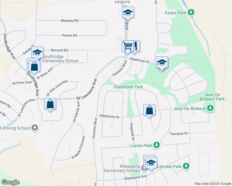 map of restaurants, bars, coffee shops, grocery stores, and more near 7823 Queens Crescent in Prince George