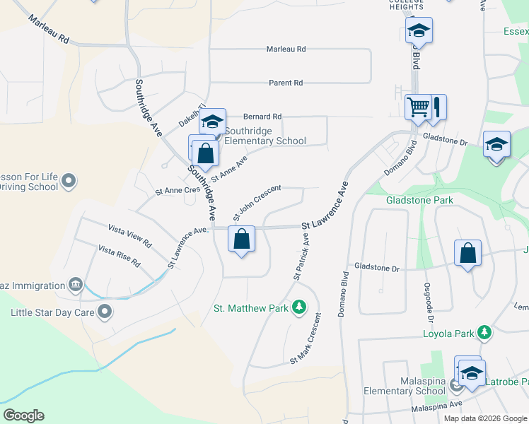 map of restaurants, bars, coffee shops, grocery stores, and more near 7946 Saint John Crescent in Prince George