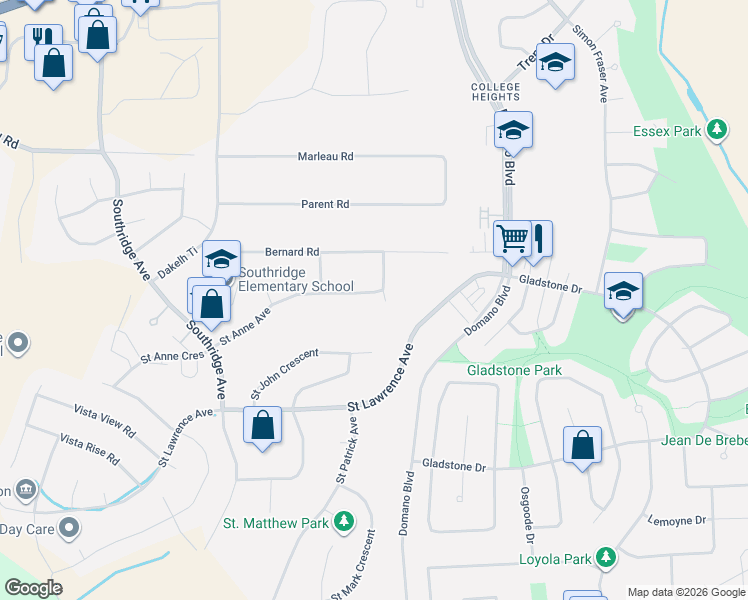 map of restaurants, bars, coffee shops, grocery stores, and more near 2687 Saint Anne Avenue in Prince George
