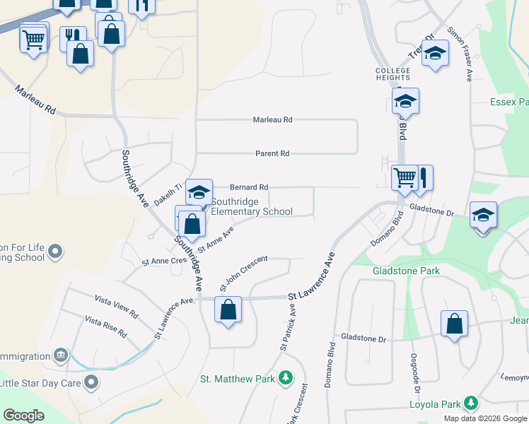 map of restaurants, bars, coffee shops, grocery stores, and more near 2794 Saint Anne Avenue in Prince George