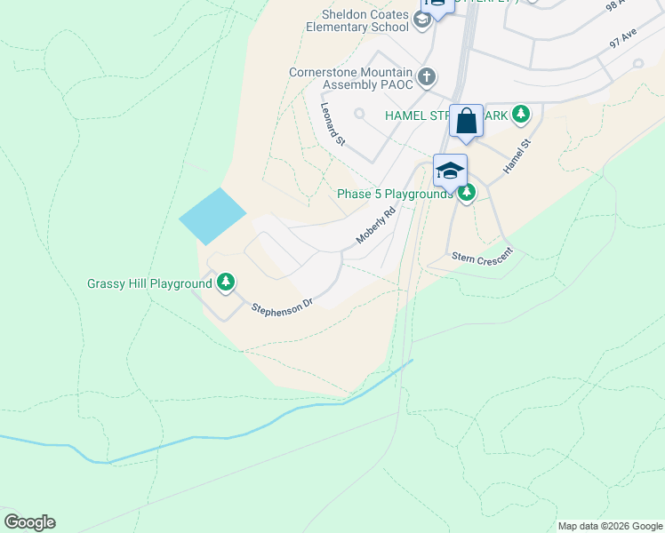 map of restaurants, bars, coffee shops, grocery stores, and more near 302 Stephenson Drive in Grande Cache