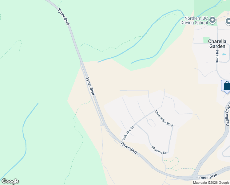 map of restaurants, bars, coffee shops, grocery stores, and more near 2395 Rowe Street in Prince George