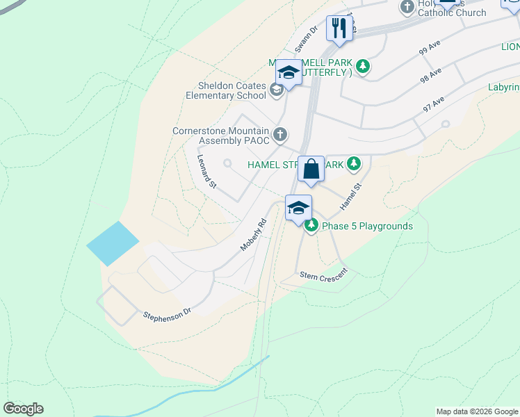map of restaurants, bars, coffee shops, grocery stores, and more near 11225 Leonard Street in Grande Cache