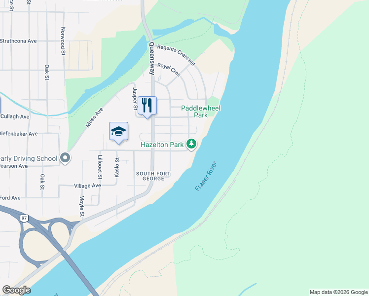 map of restaurants, bars, coffee shops, grocery stores, and more near 824 La Salle Avenue in Prince George