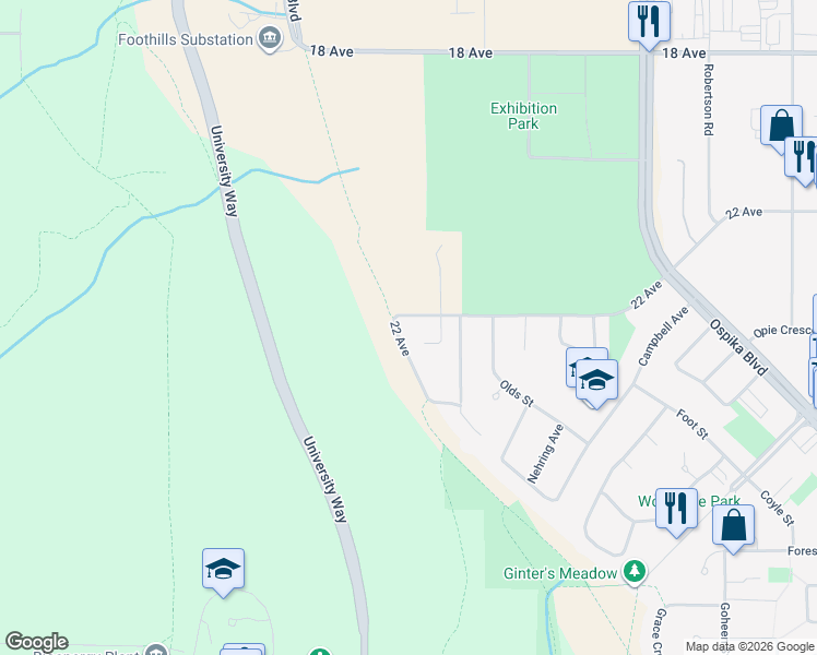 map of restaurants, bars, coffee shops, grocery stores, and more near 2488 Webber Crescent in Prince George
