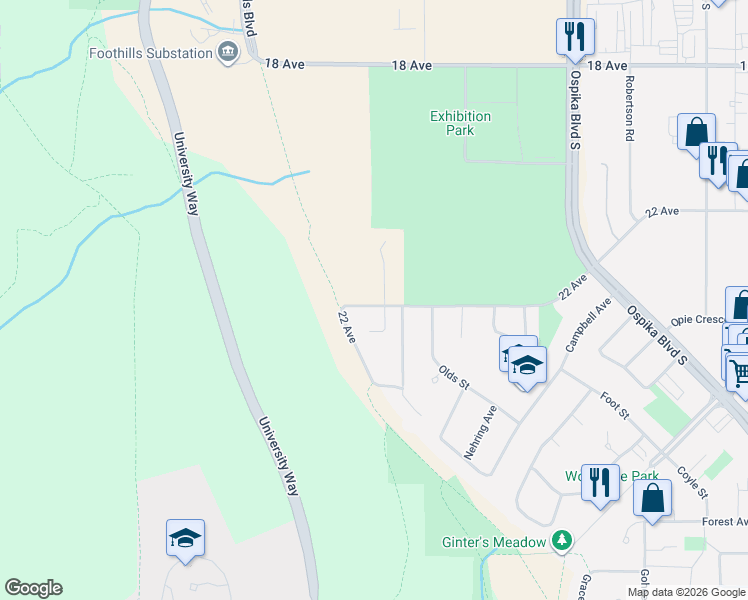 map of restaurants, bars, coffee shops, grocery stores, and more near 4274 22 Avenue in Prince George