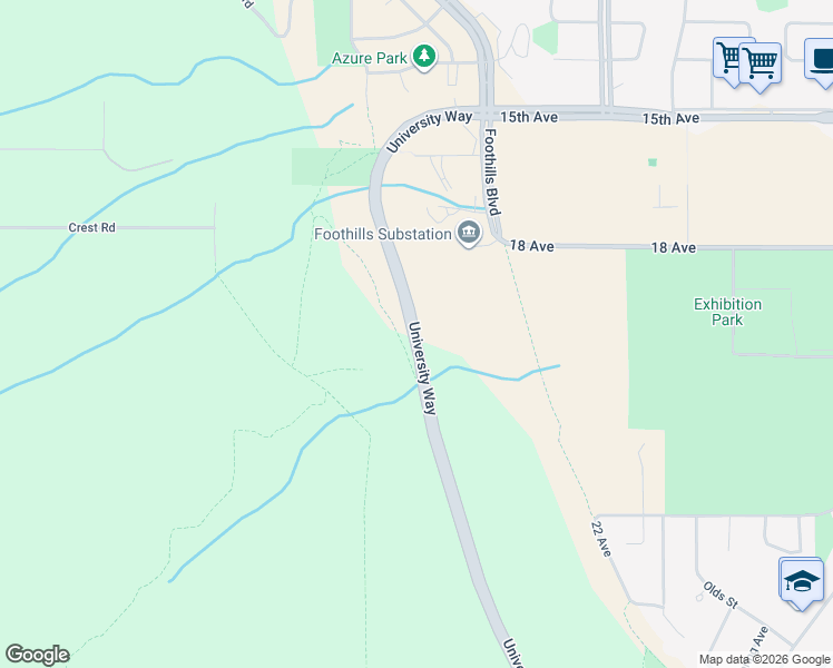 map of restaurants, bars, coffee shops, grocery stores, and more near 9265 University Way in Prince George