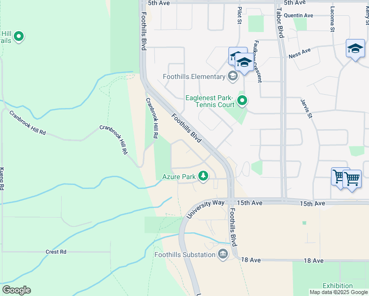 map of restaurants, bars, coffee shops, grocery stores, and more near 4548 Delta Place in Prince George