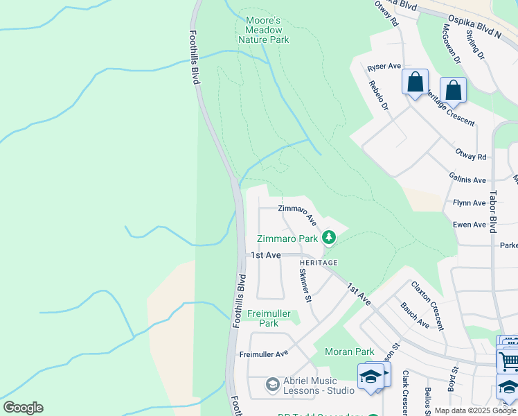map of restaurants, bars, coffee shops, grocery stores, and more near Van Somer Street in Prince George