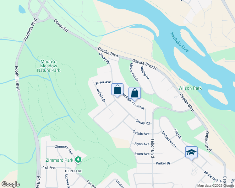 map of restaurants, bars, coffee shops, grocery stores, and more near 1079 Heritage Crescent in Prince George