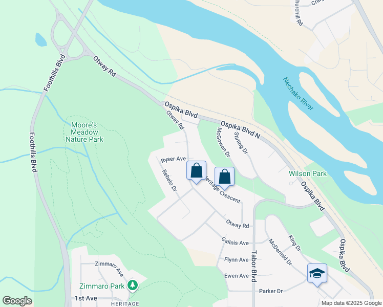map of restaurants, bars, coffee shops, grocery stores, and more near 4694 Ryser Court in Prince George