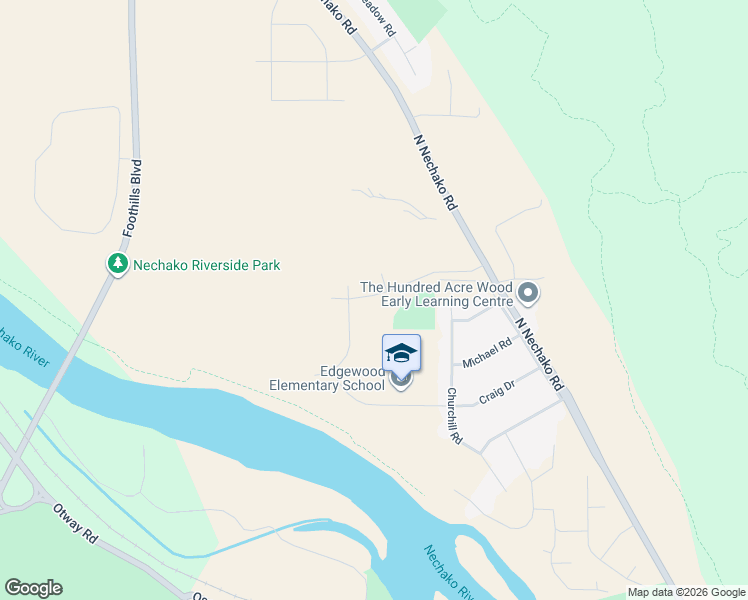map of restaurants, bars, coffee shops, grocery stores, and more near Pebble Creek Boulevard in Prince George