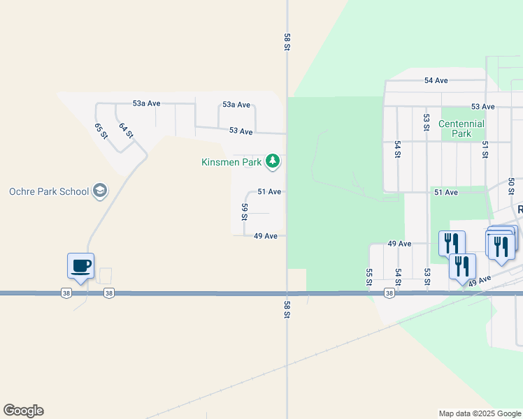 map of restaurants, bars, coffee shops, grocery stores, and more near 5808 50 Avenue in Redwater