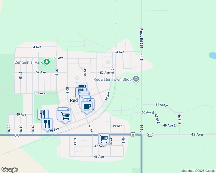 map of restaurants, bars, coffee shops, grocery stores, and more near 4619 52 Avenue in Redwater