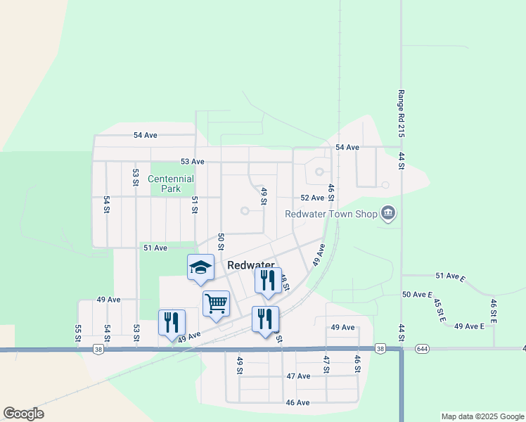 map of restaurants, bars, coffee shops, grocery stores, and more near 4619 52 Avenue in Redwater