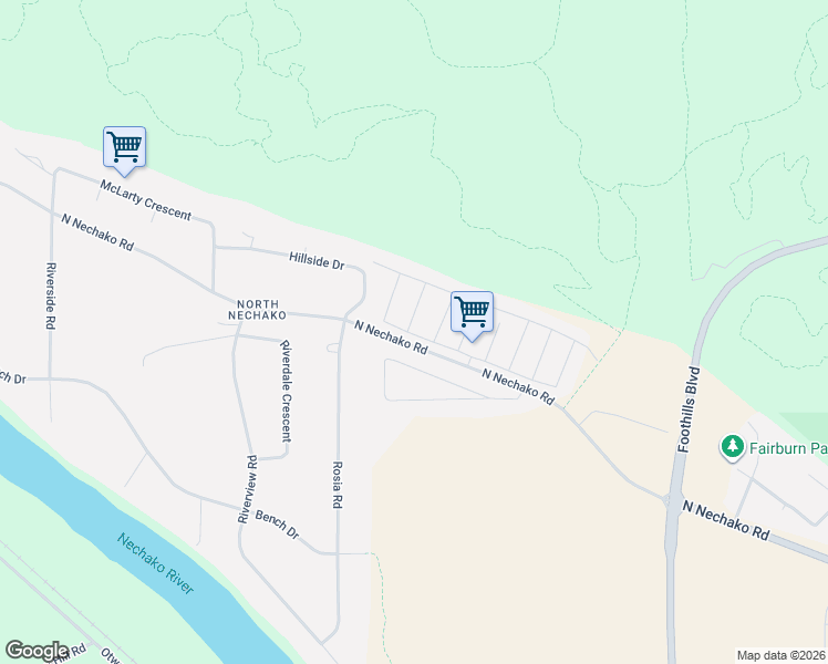 map of restaurants, bars, coffee shops, grocery stores, and more near 5130 North Nechako Road in Prince George
