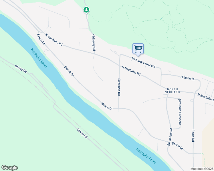 map of restaurants, bars, coffee shops, grocery stores, and more near 3985 Eva Place in Prince George