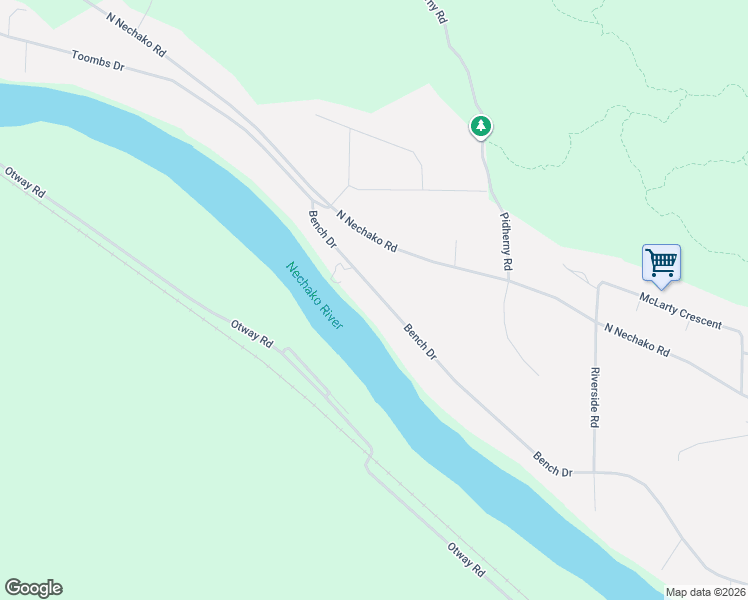 map of restaurants, bars, coffee shops, grocery stores, and more near 7047 Bench Drive in Prince George