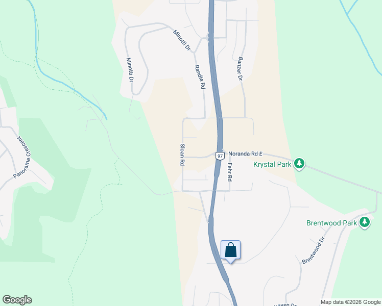 map of restaurants, bars, coffee shops, grocery stores, and more near 2322 Noranda Road West in Prince George