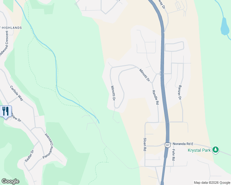 map of restaurants, bars, coffee shops, grocery stores, and more near 2839 Minotti Drive in Prince George