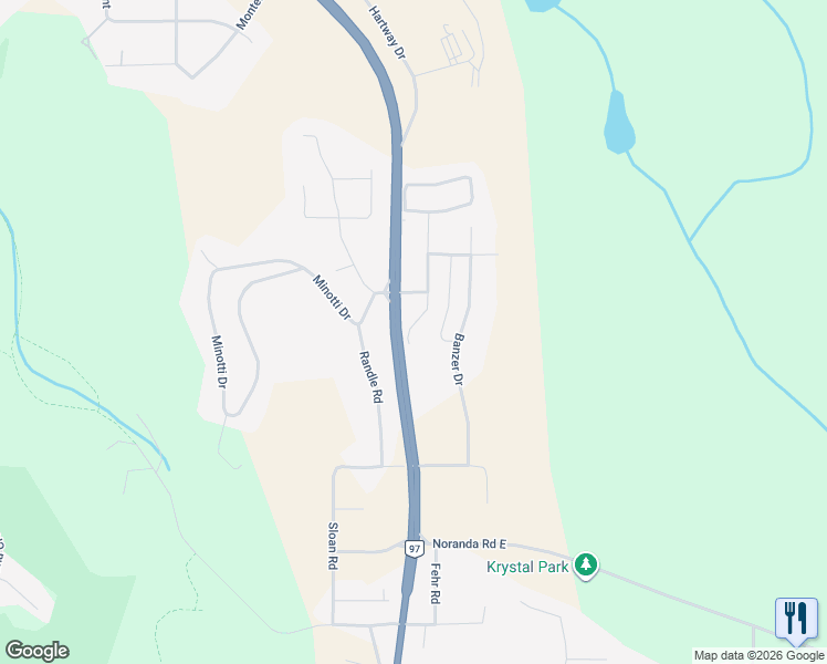 map of restaurants, bars, coffee shops, grocery stores, and more near 5164 John Hart Highway in Prince George