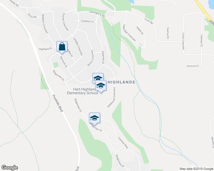 map of restaurants, bars, coffee shops, grocery stores, and more near 2177 Sussex Lane in Prince George